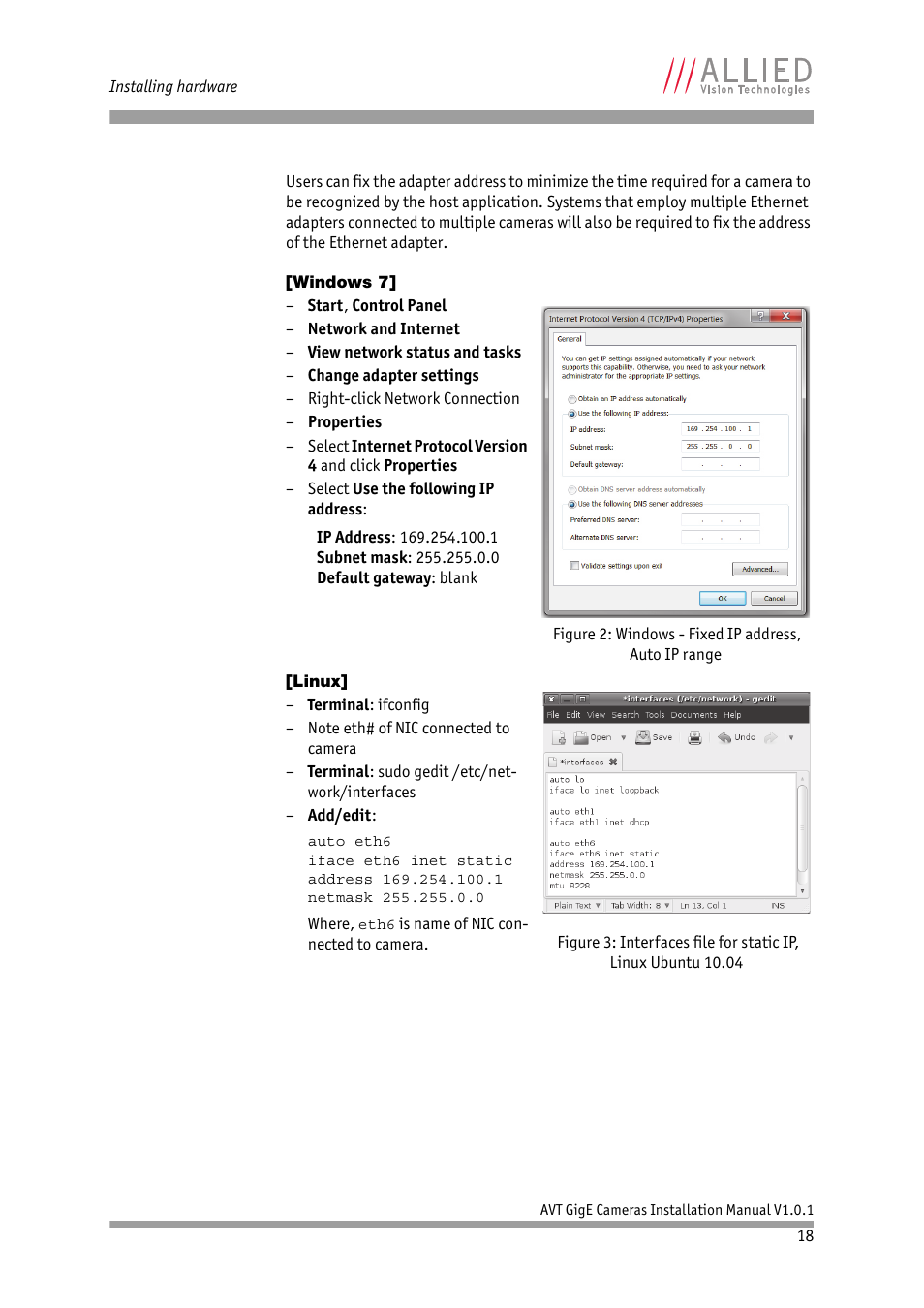 Windows 7, Linux | ALLIED Vision Technologies AVT GigE Vision Cameras User Manual | Page 18 / 53