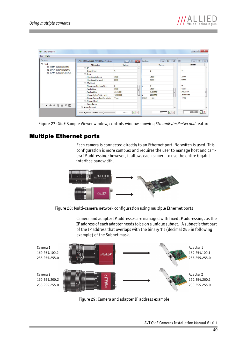 Multiple ethernet ports | ALLIED Vision Technologies AVT GigE Vision Cameras User Manual | Page 40 / 53