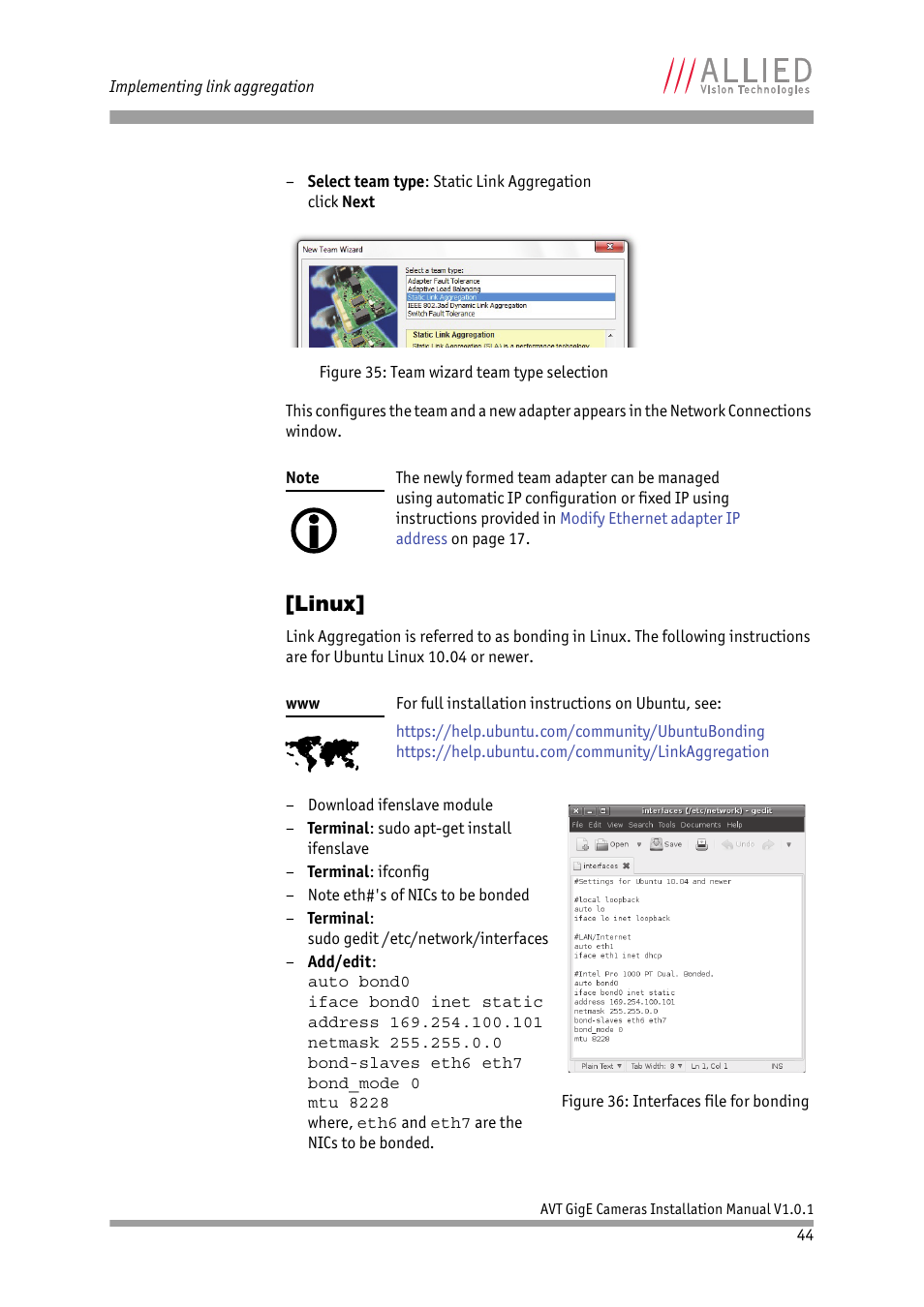 Linux | ALLIED Vision Technologies AVT GigE Vision Cameras User Manual | Page 44 / 53