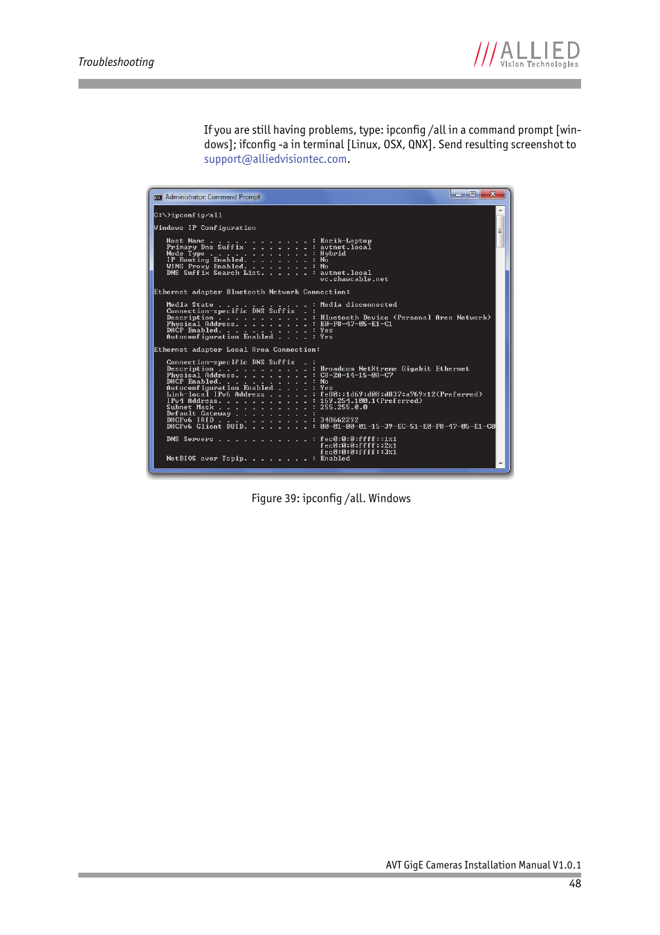 ALLIED Vision Technologies AVT GigE Vision Cameras User Manual | Page 48 / 53