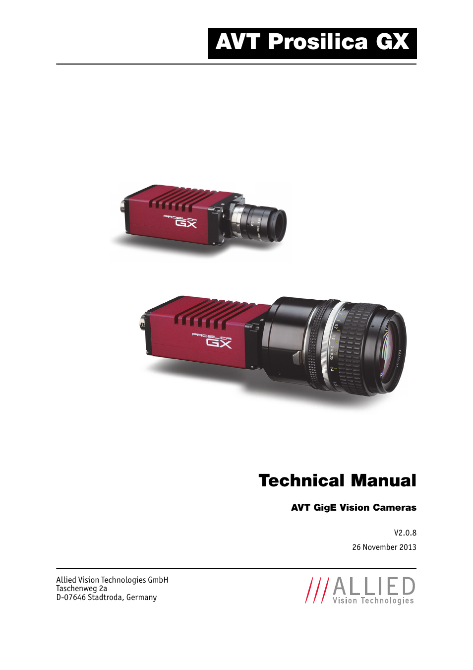 ALLIED Vision Technologies Prosilica GX6600 User Manual | 77 pages