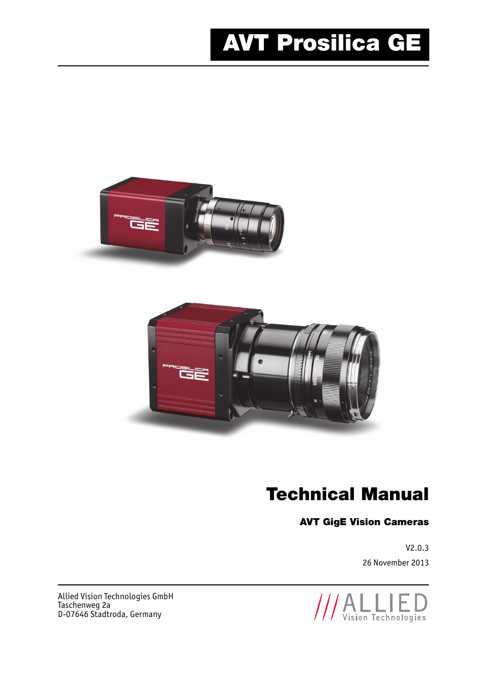 ALLIED Vision Technologies Prosilica GE4900 User Manual | 61 pages