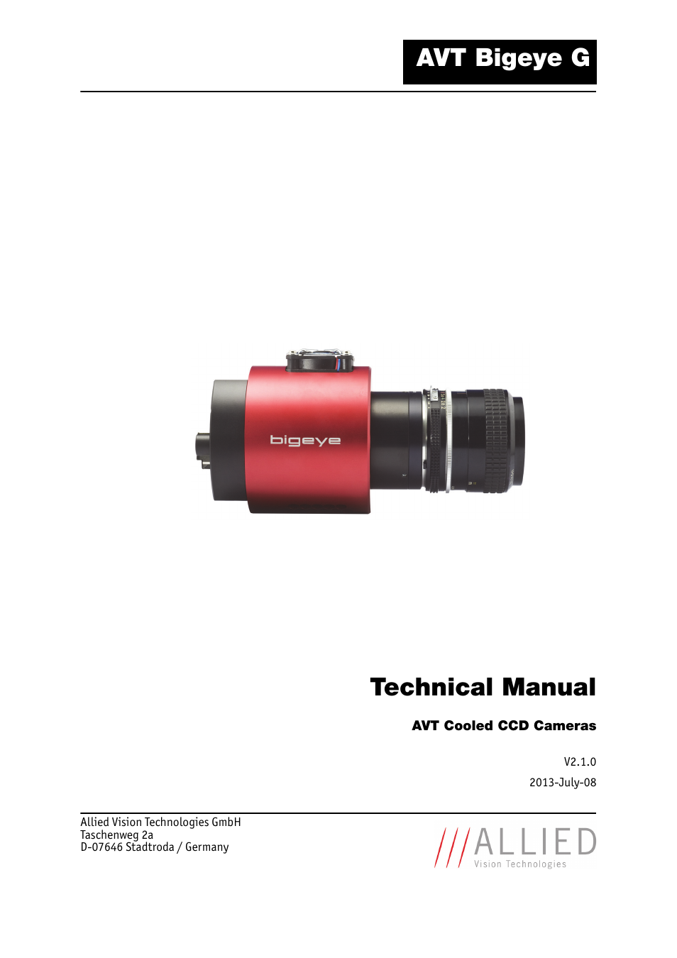 ALLIED Vision Technologies Bigeye G-1100 Cool User Manual | 58 pages