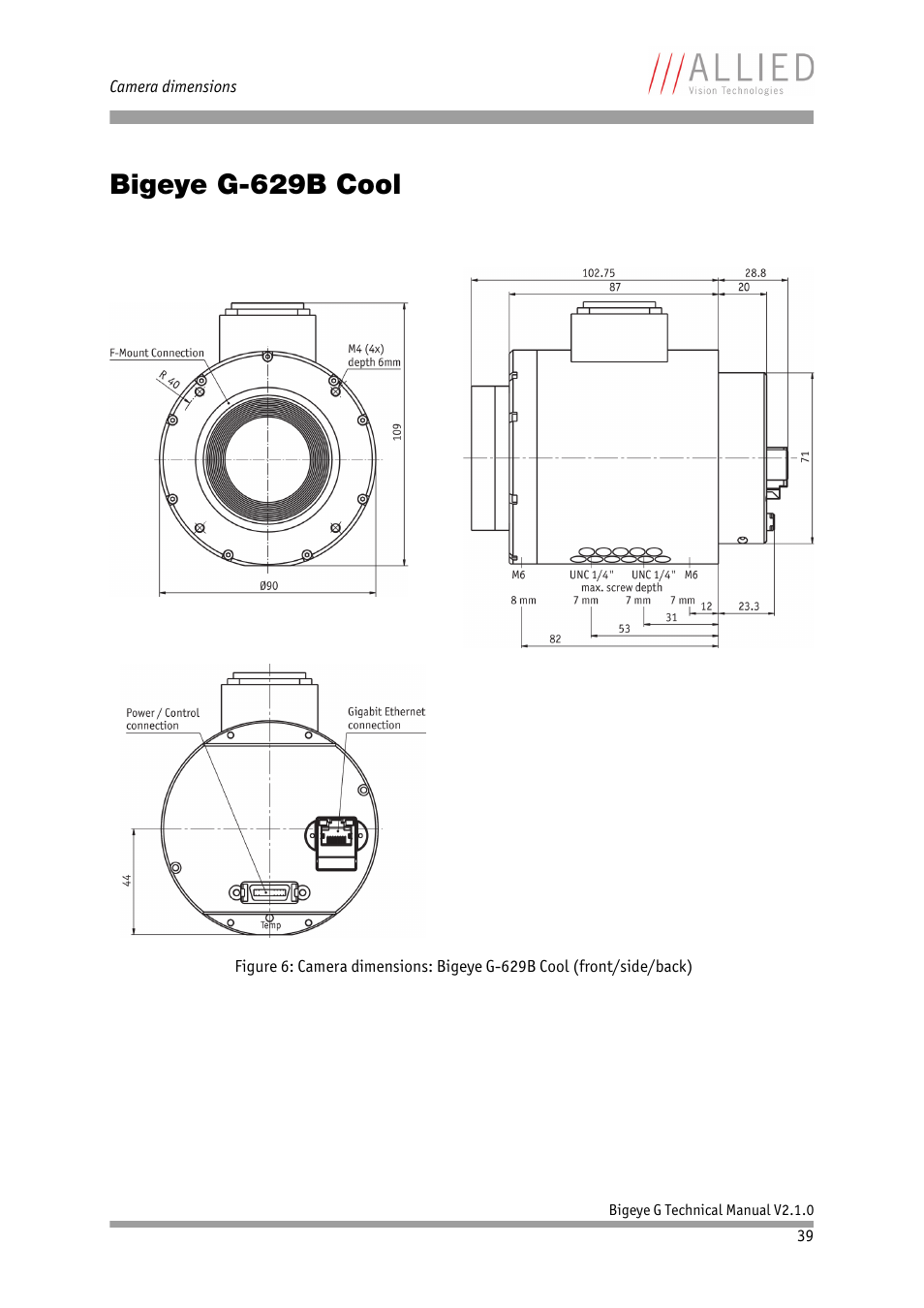 Bigeye g-629b cool | ALLIED Vision Technologies Bigeye G-1100 Cool User Manual | Page 39 / 58