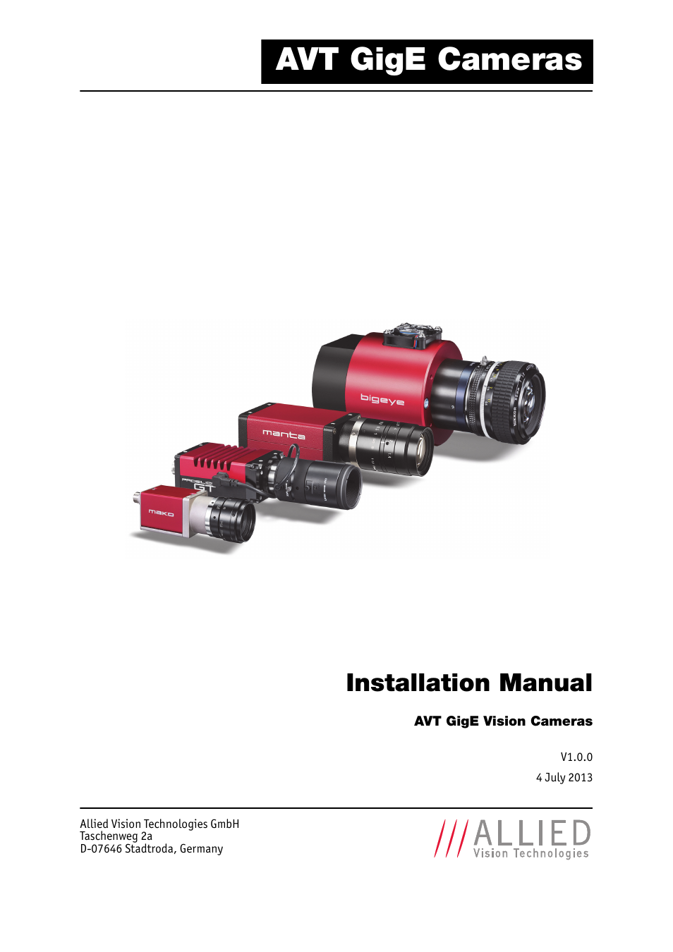 ALLIED Vision Technologies Bigeye G-1100 Cool User Manual | 57 pages