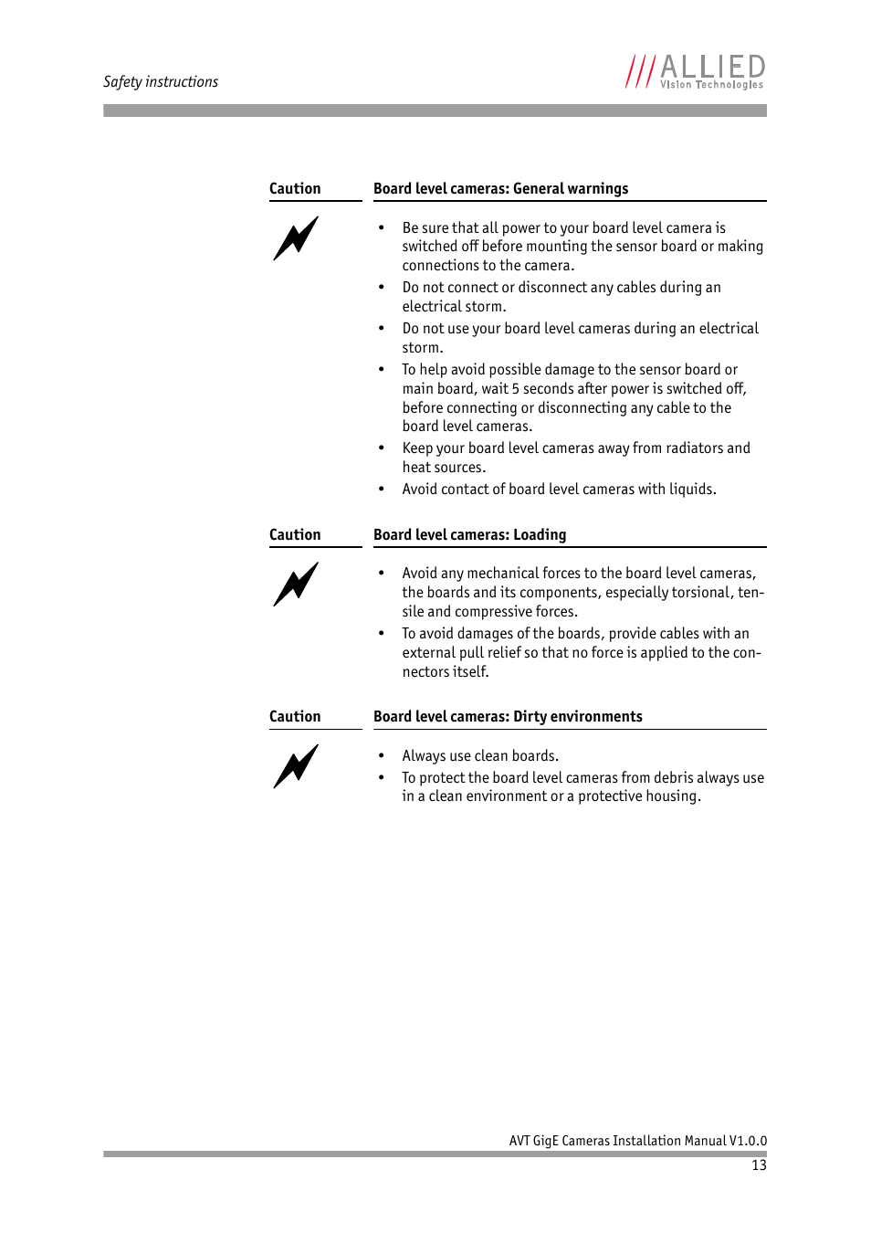 ALLIED Vision Technologies Bigeye G-1100 Cool User Manual | Page 13 / 57