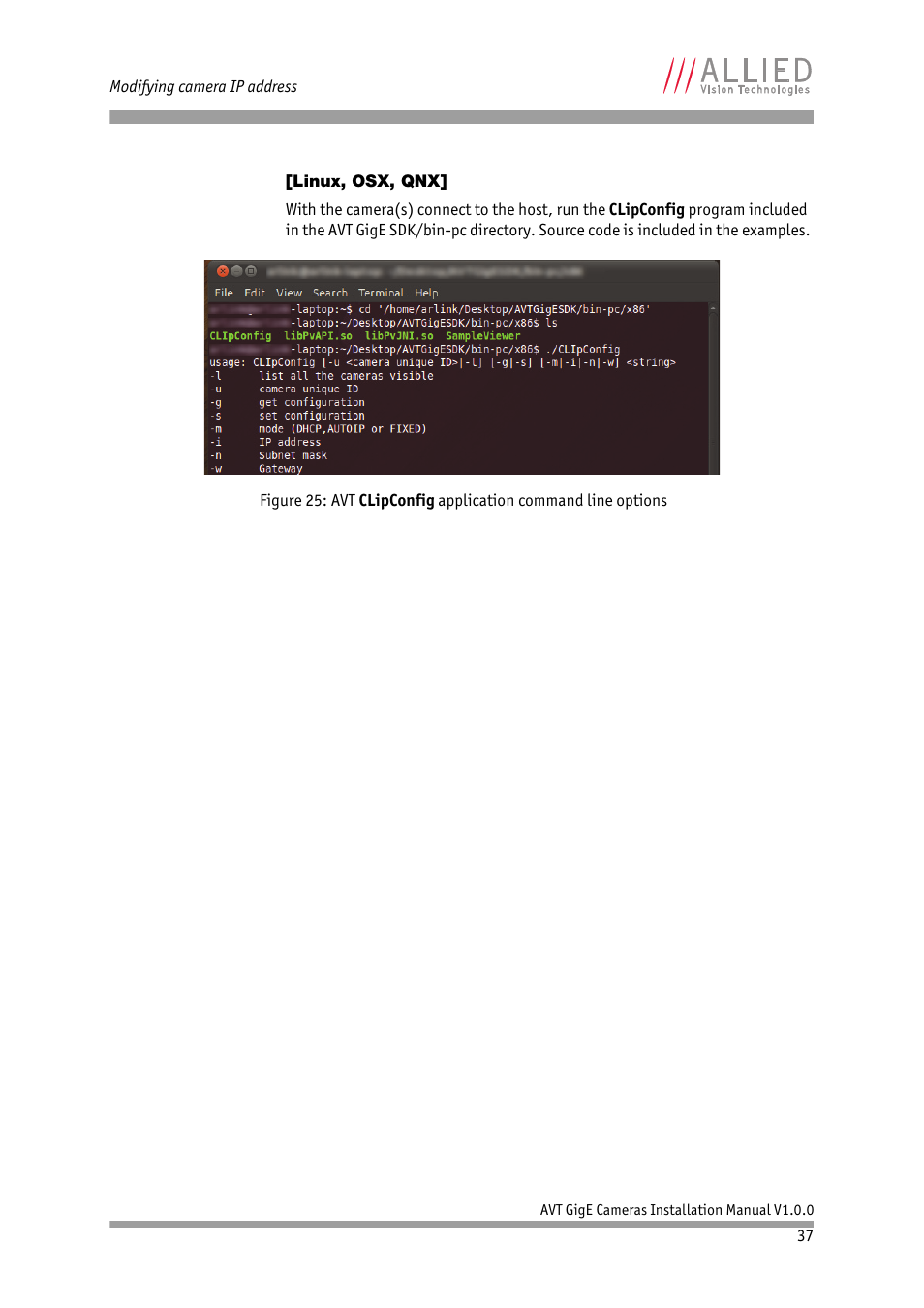 Linux, osx, qnx | ALLIED Vision Technologies Bigeye G-1100 Cool User Manual | Page 37 / 57