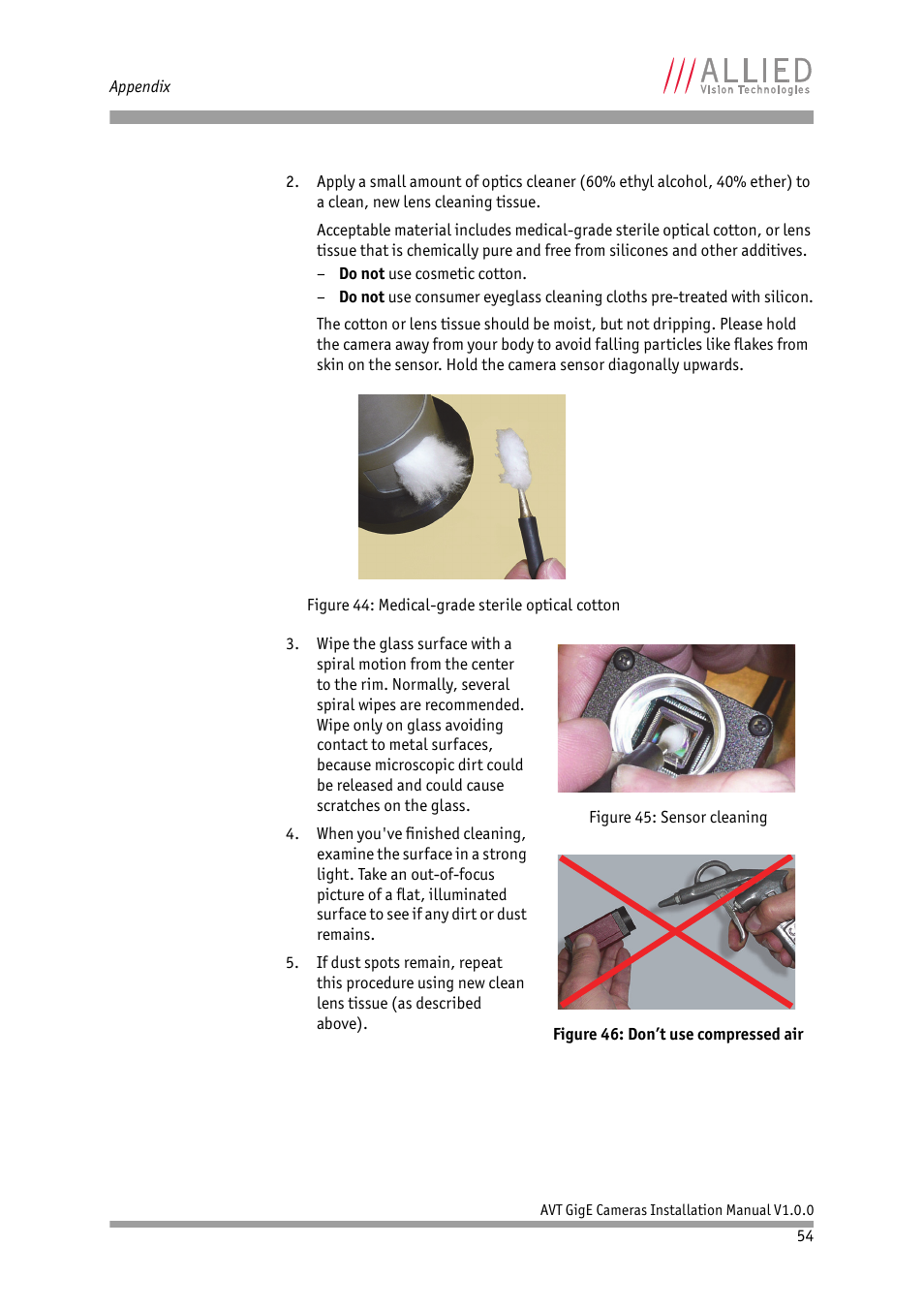 ALLIED Vision Technologies Bigeye G-1100 Cool User Manual | Page 54 / 57