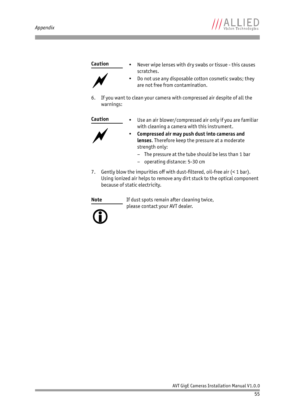 ALLIED Vision Technologies Bigeye G-1100 Cool User Manual | Page 55 / 57