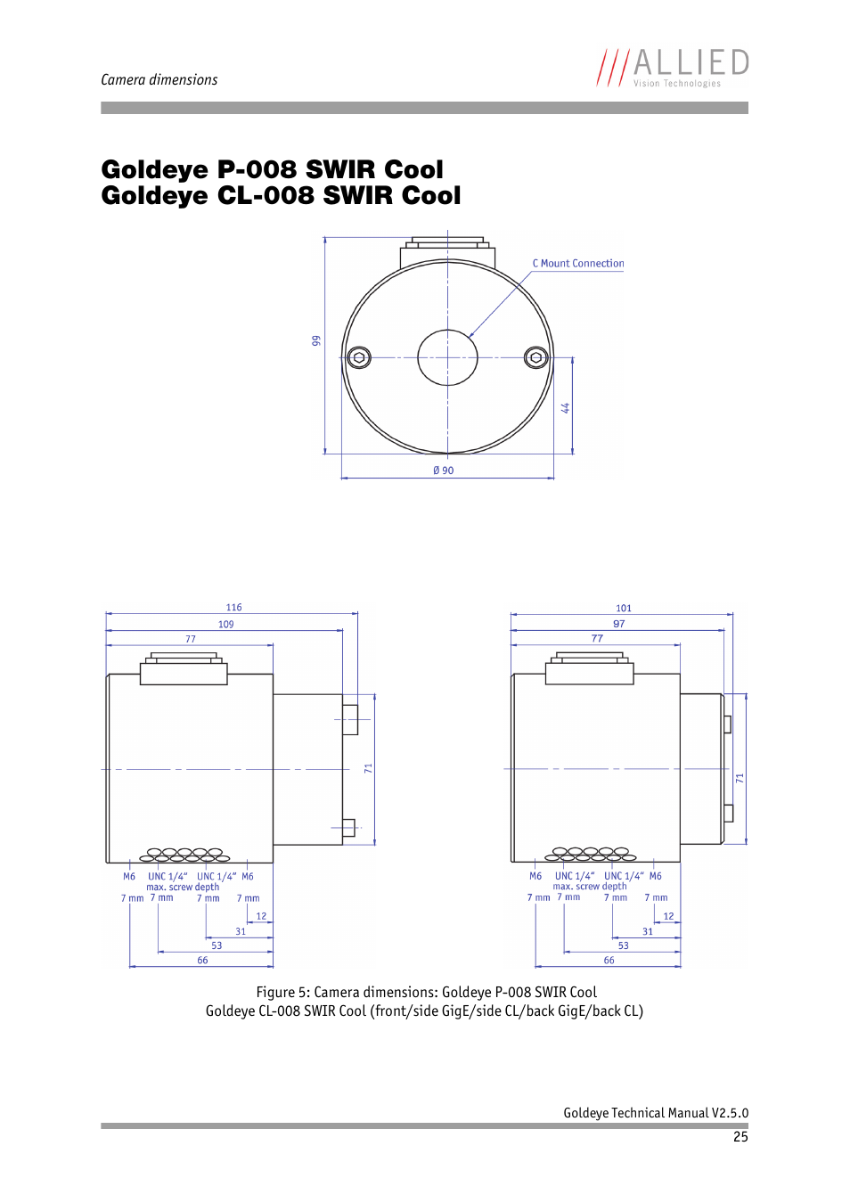 Goldeye p-008 swir cool goldeye cl-008 swir cool | ALLIED Vision Technologies Goldeye P-032 SWIR User Manual | Page 25 / 102