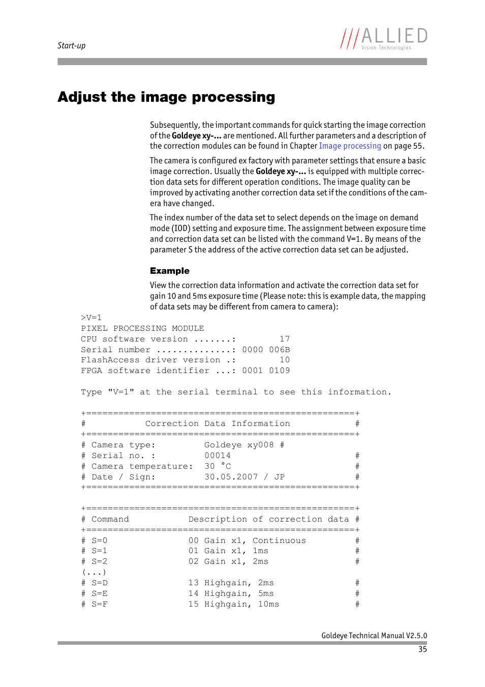 Adjust the image processing, Example, X4) in chapter | ALLIED Vision Technologies Goldeye P-032 SWIR User Manual | Page 35 / 102