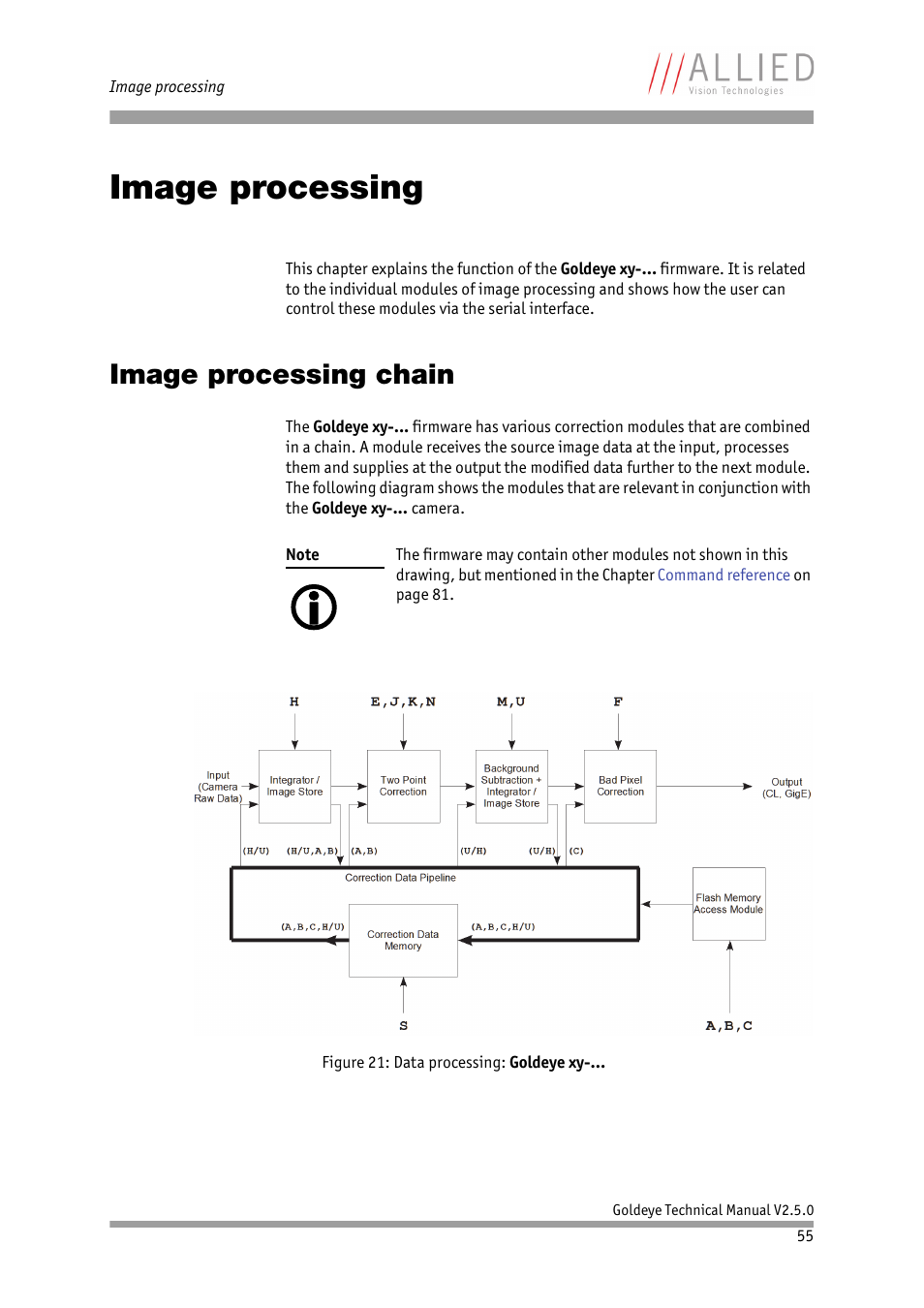 Image processing, Image processing chain, Chapter | E chapter | ALLIED Vision Technologies Goldeye P-032 SWIR User Manual | Page 55 / 102