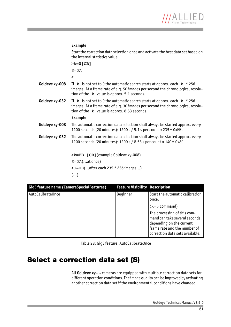 Select a correction data set (s) | ALLIED Vision Technologies Goldeye P-032 SWIR User Manual | Page 61 / 102