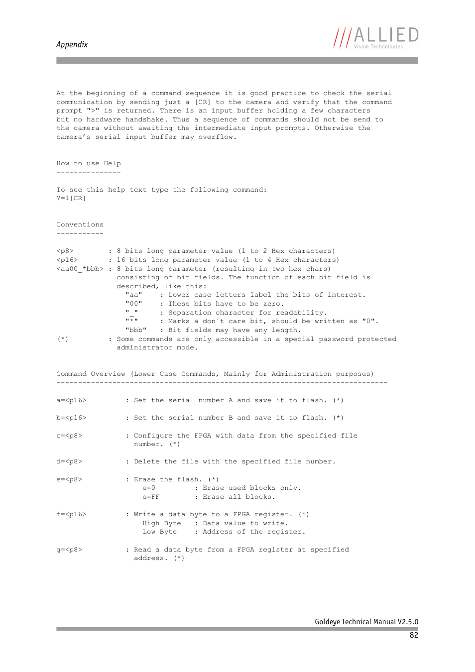 ALLIED Vision Technologies Goldeye P-032 SWIR User Manual | Page 82 / 102