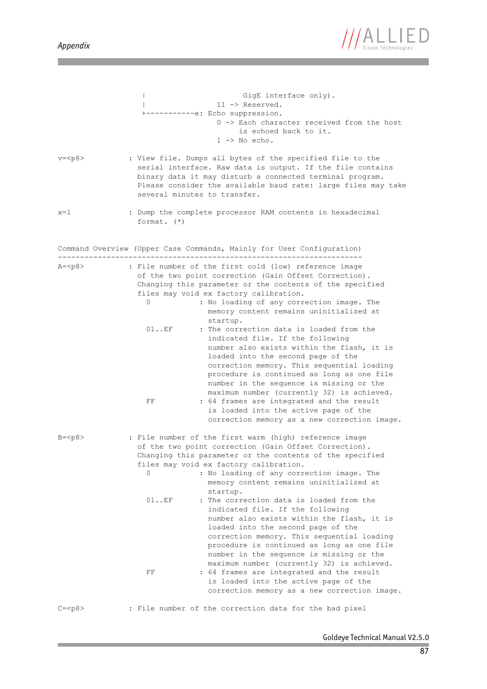 ALLIED Vision Technologies Goldeye P-032 SWIR User Manual | Page 87 / 102