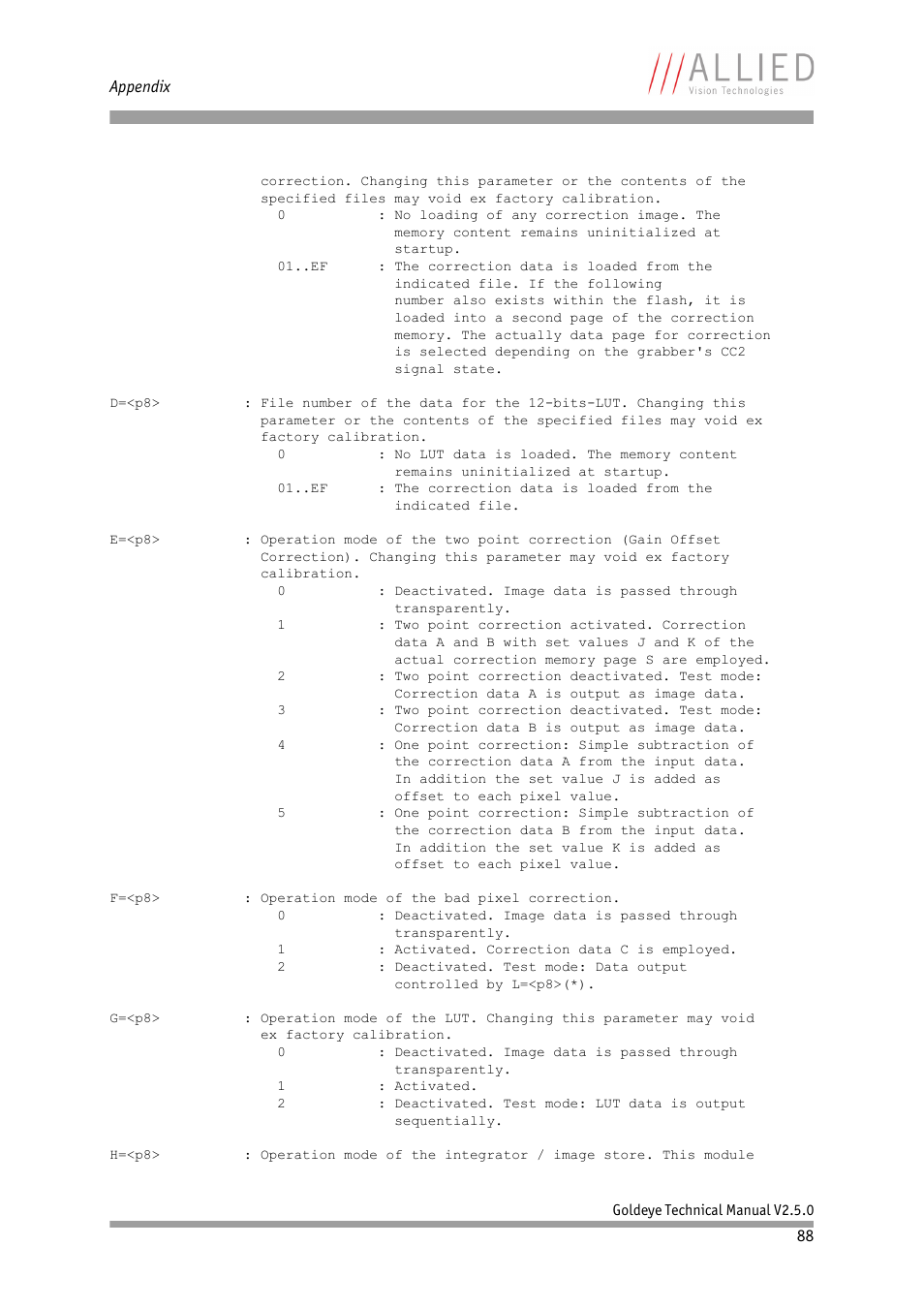 ALLIED Vision Technologies Goldeye P-032 SWIR User Manual | Page 88 / 102