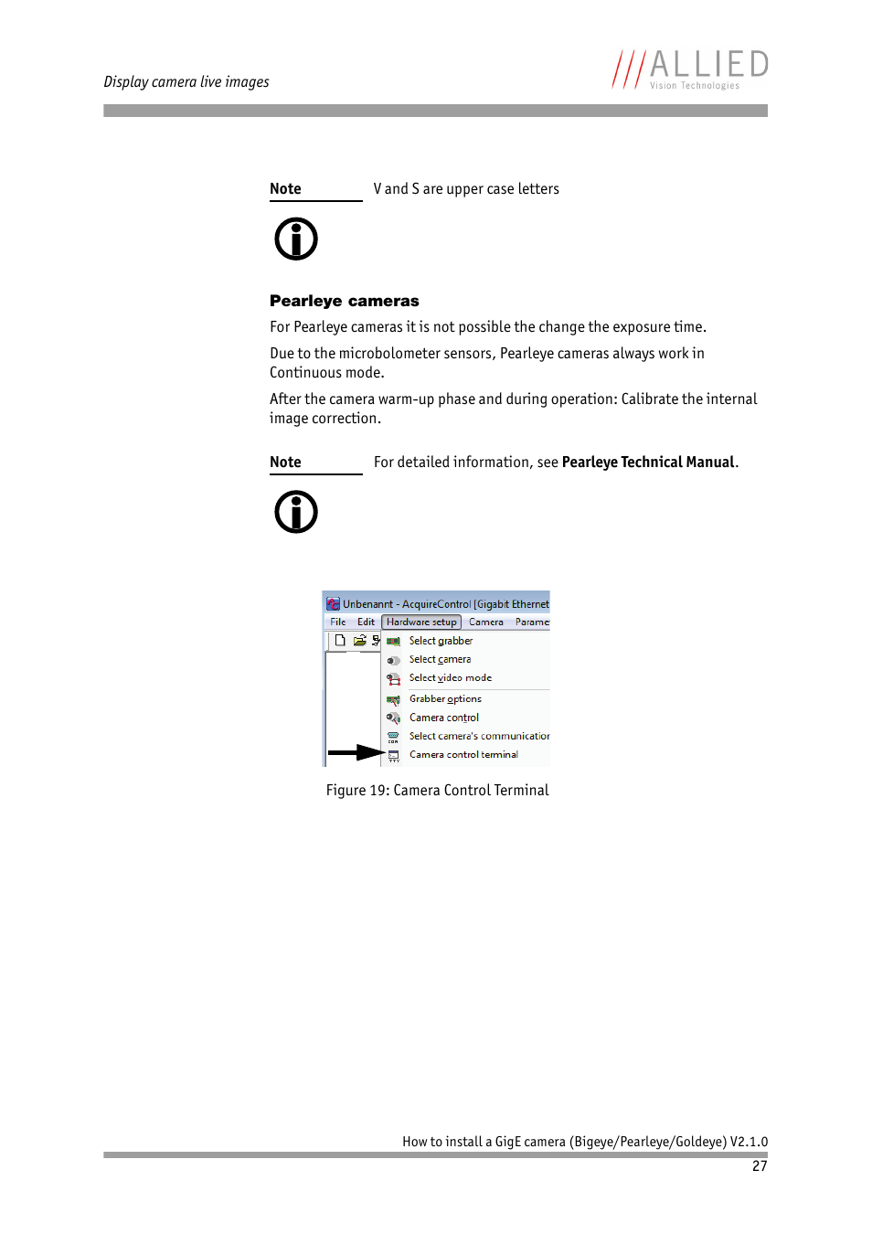 Pearleye cameras | ALLIED Vision Technologies Goldeye P-032 SWIR User Manual | Page 27 / 50