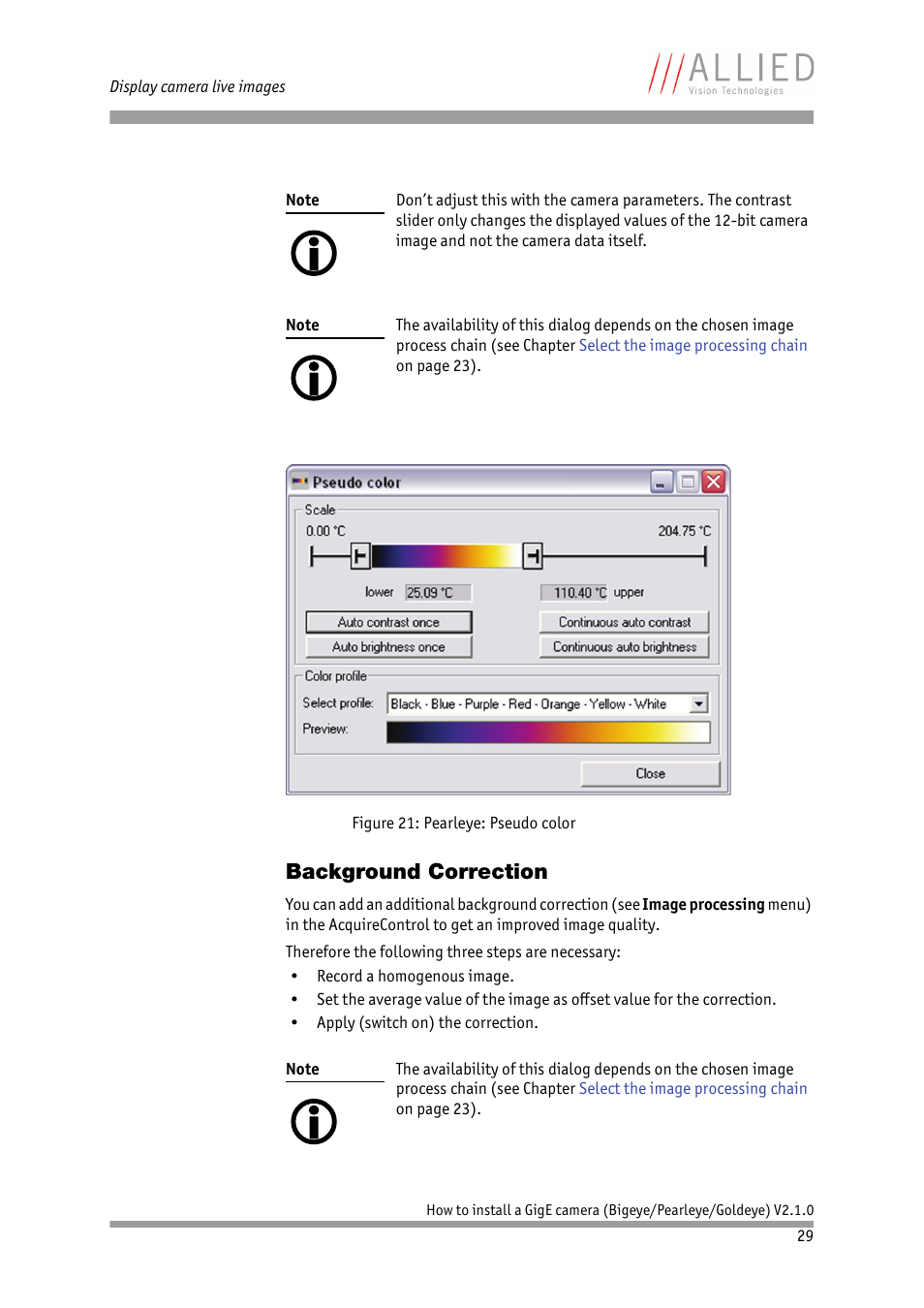 Background correction | ALLIED Vision Technologies Goldeye P-032 SWIR User Manual | Page 29 / 50