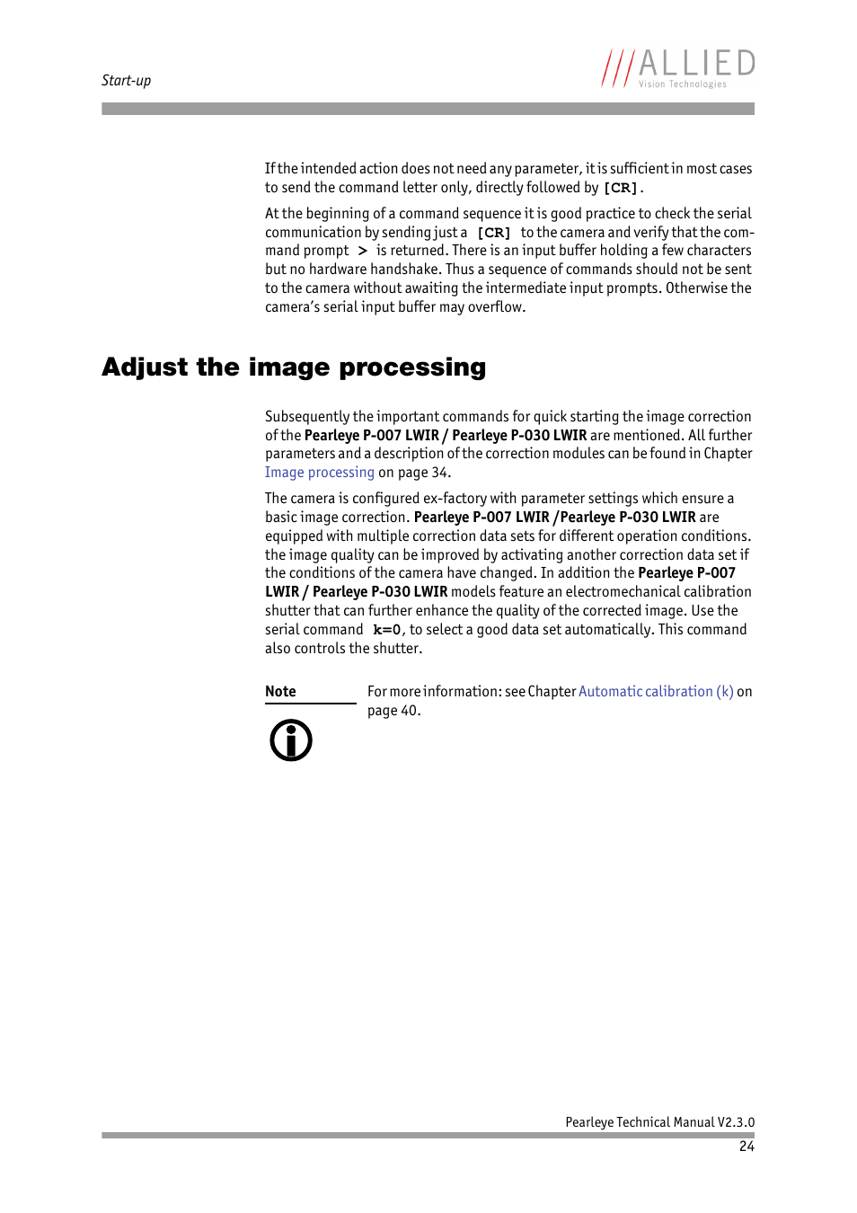 Adjust the image processing, Chapter | ALLIED Vision Technologies Pearleye P-030 LWIR User Manual | Page 24 / 84