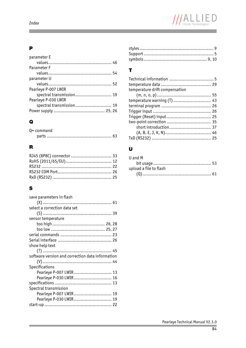 ALLIED Vision Technologies Pearleye P-030 LWIR User Manual | Page 84 / 84