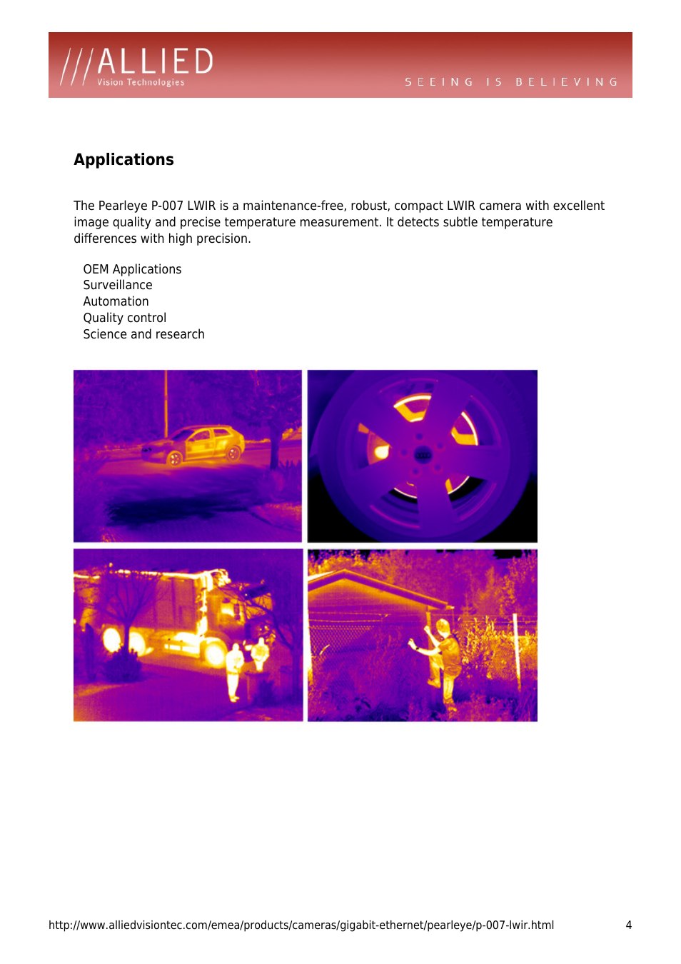 Applications | ALLIED Vision Technologies Pearleye P-007 LWIR User Manual | Page 4 / 4