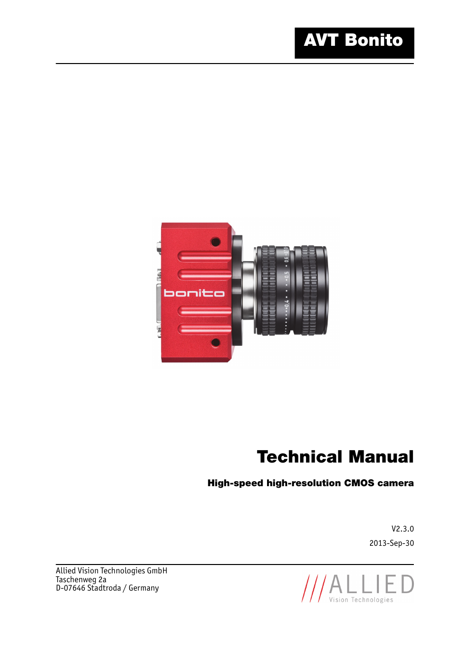 ALLIED Vision Technologies Bonito CL-400 200 fps User Manual | 80 pages