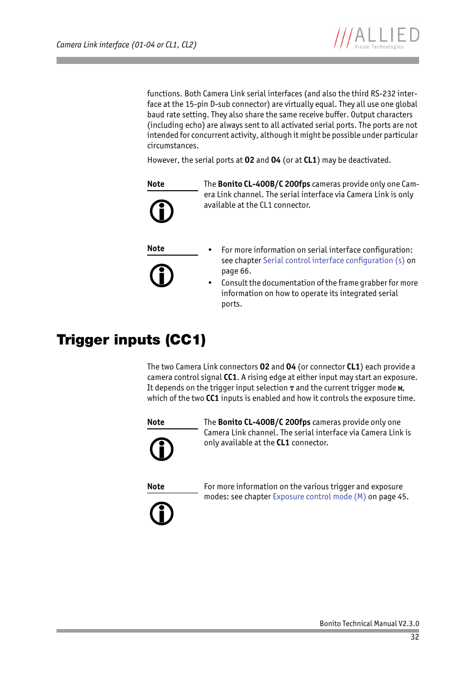 Trigger inputs (cc1) | ALLIED Vision Technologies Bonito CL-400 200 fps User Manual | Page 32 / 80