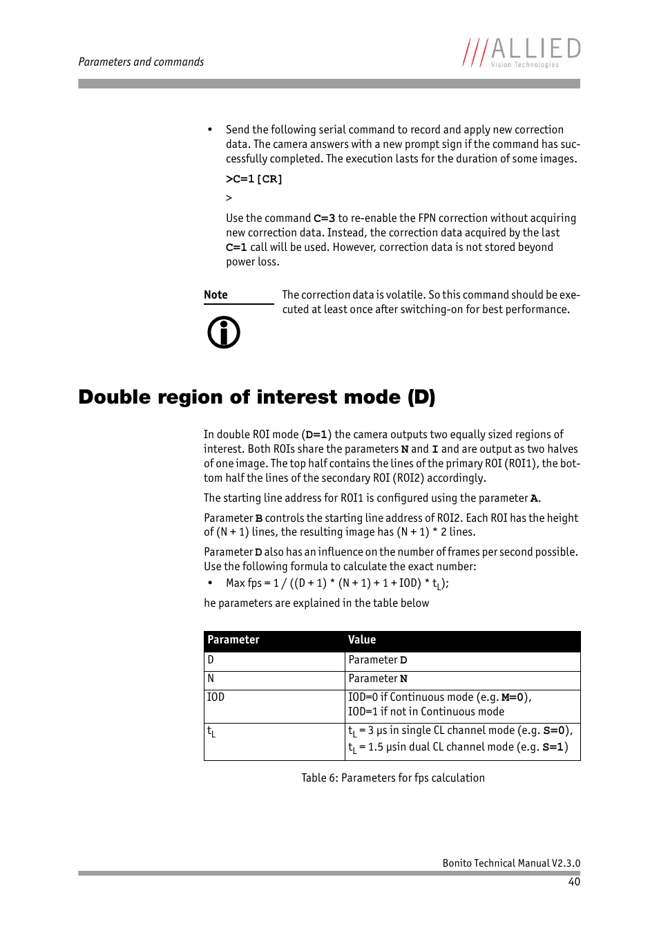 Double region of interest mode (d), See chapter, Double region of | Interest mode (d) | ALLIED Vision Technologies Bonito CL-400 200 fps User Manual | Page 40 / 80