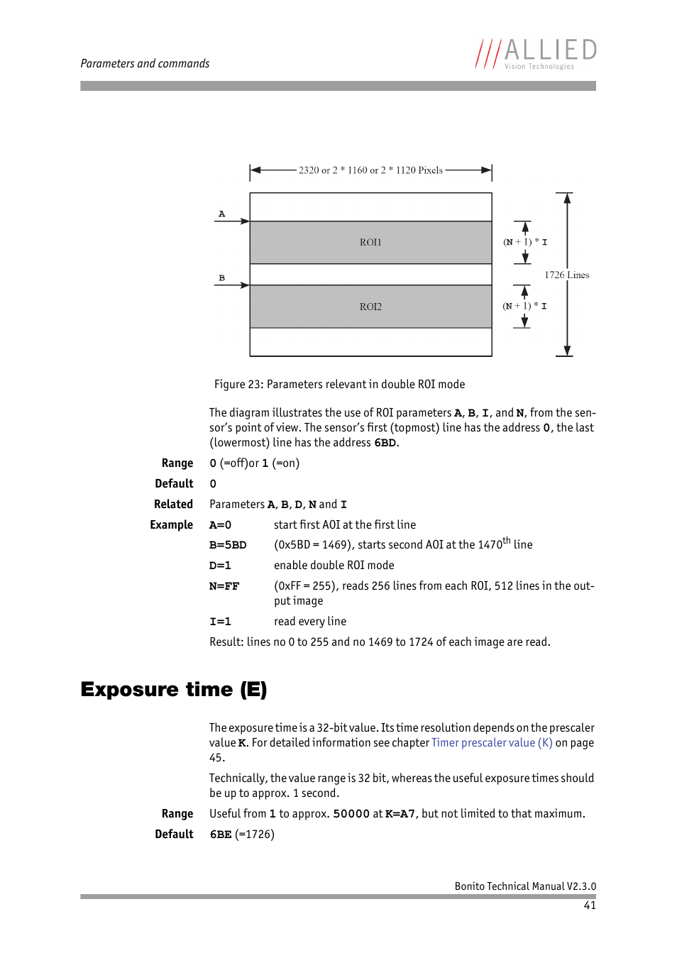 Exposure time (e) | ALLIED Vision Technologies Bonito CL-400 200 fps User Manual | Page 41 / 80