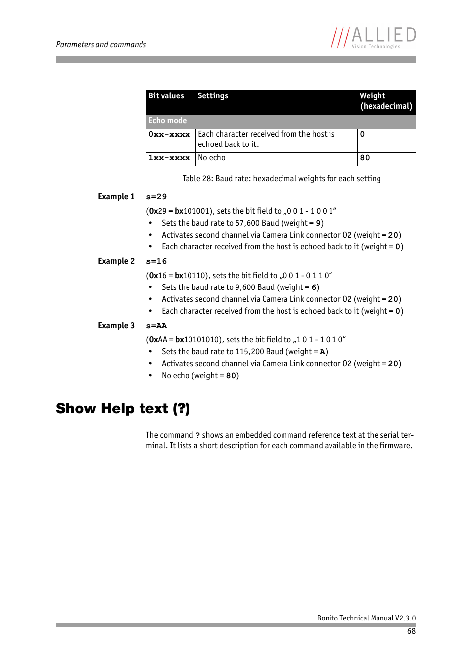 Show help text (?) | ALLIED Vision Technologies Bonito CL-400 200 fps User Manual | Page 68 / 80