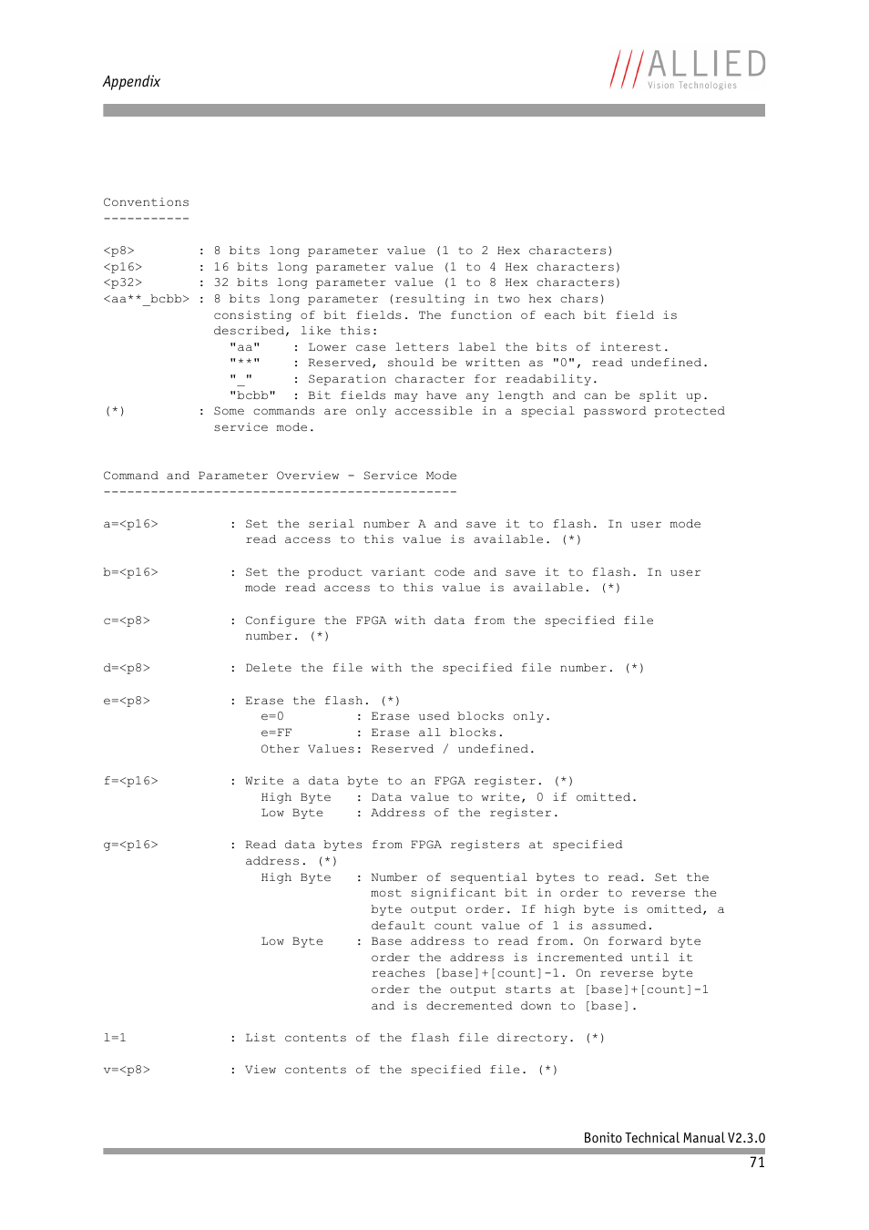 ALLIED Vision Technologies Bonito CL-400 200 fps User Manual | Page 71 / 80