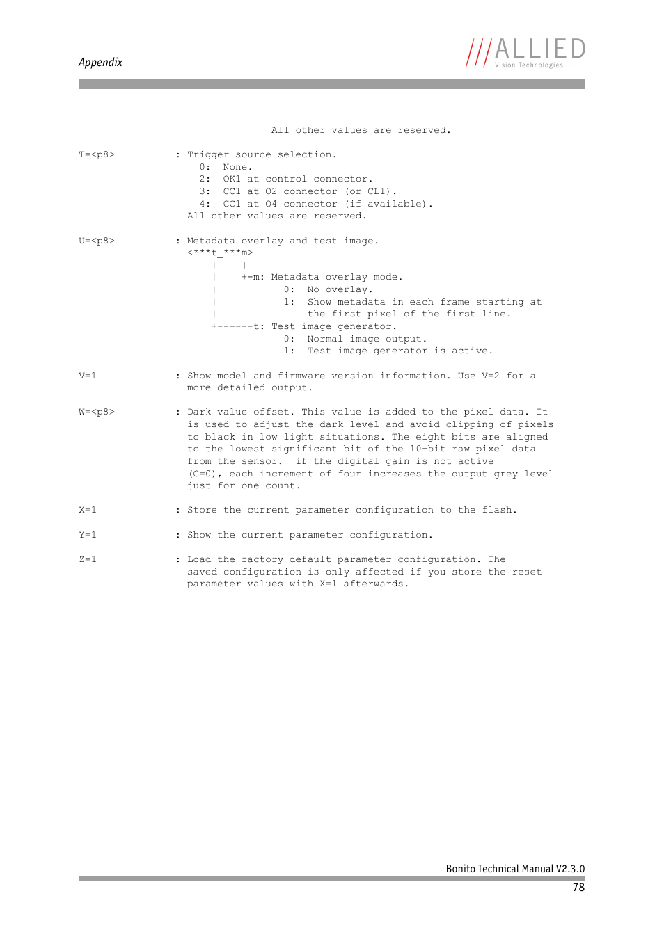 ALLIED Vision Technologies Bonito CL-400 200 fps User Manual | Page 78 / 80