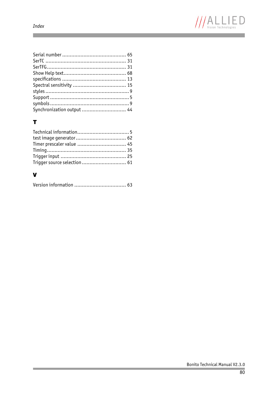 ALLIED Vision Technologies Bonito CL-400 200 fps User Manual | Page 80 / 80