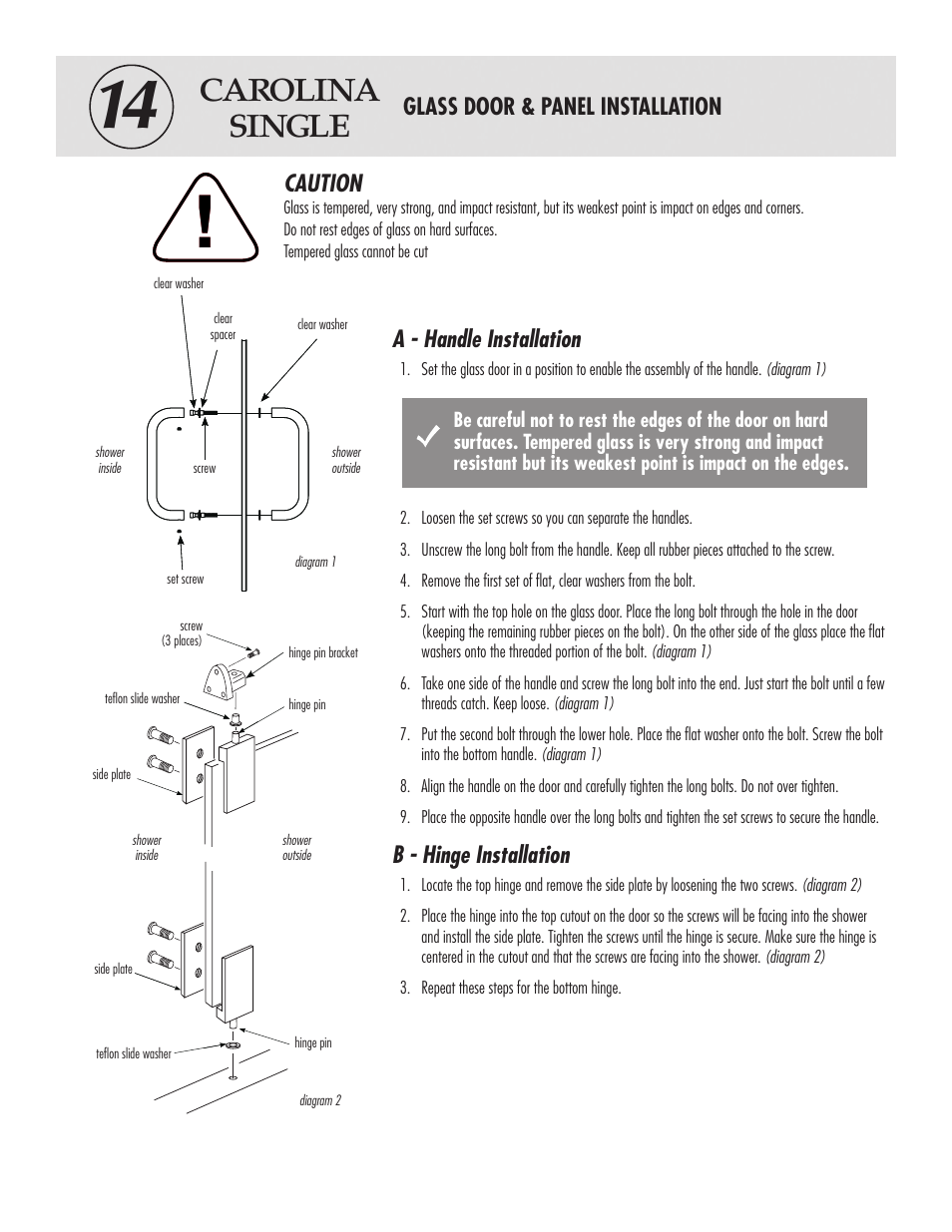 American Bath Factory Single Supreme Carolina Shower User Manual | 2 pages