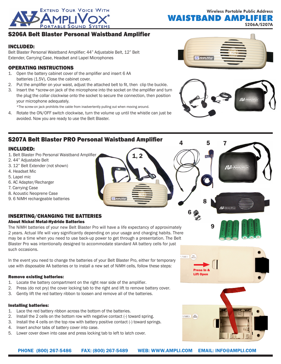 AmpliVox S207 User Manual | 2 pages