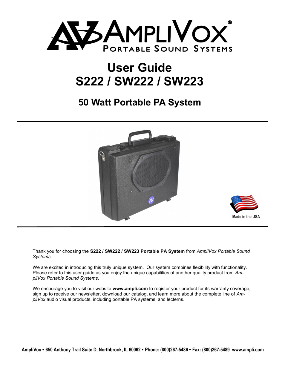 AmpliVox SW223 User Manual | 7 pages