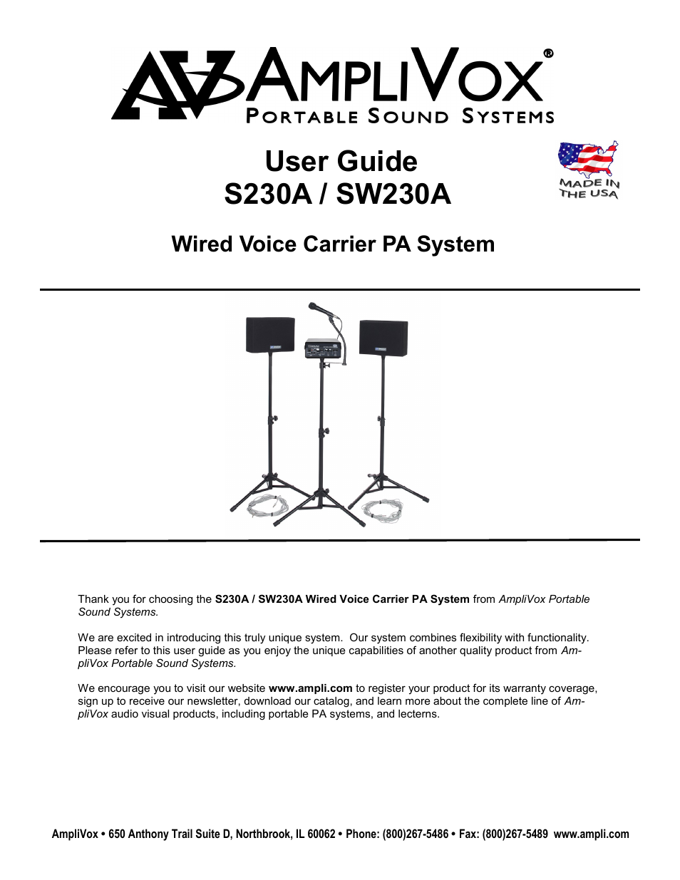 AmpliVox SW230A User Manual | 7 pages
