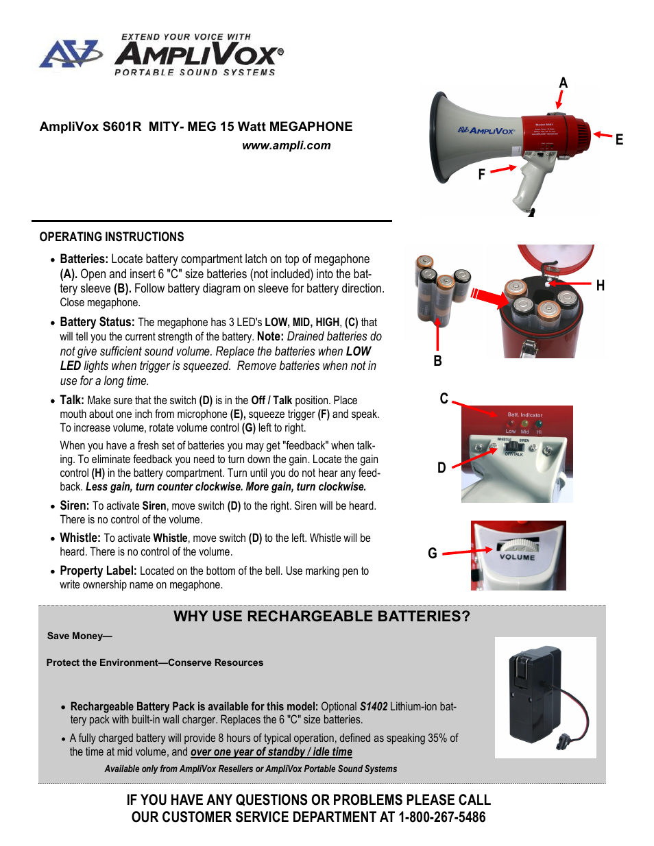 AmpliVox S601R User Manual | 2 pages