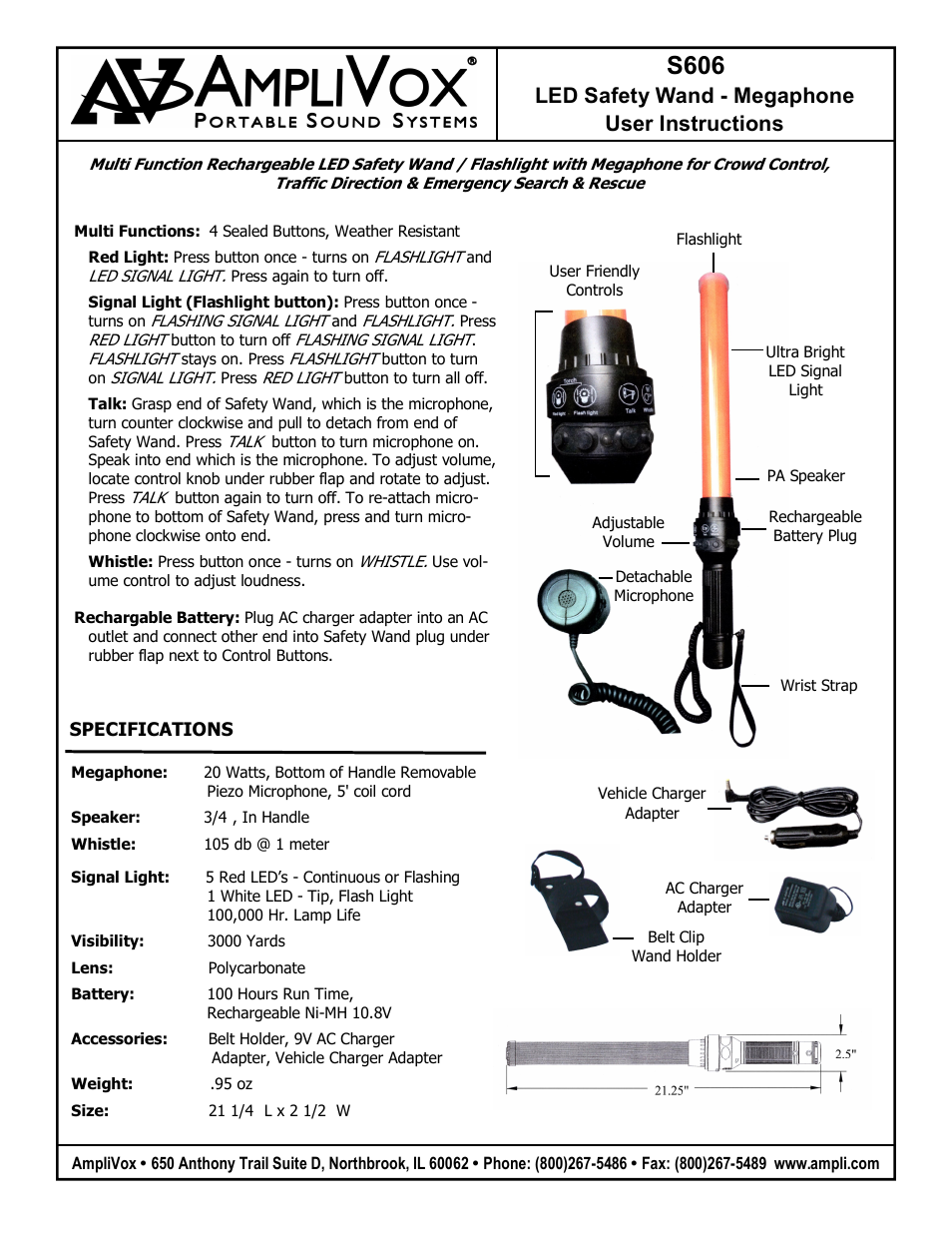 AmpliVox S606 User Manual | 1 page