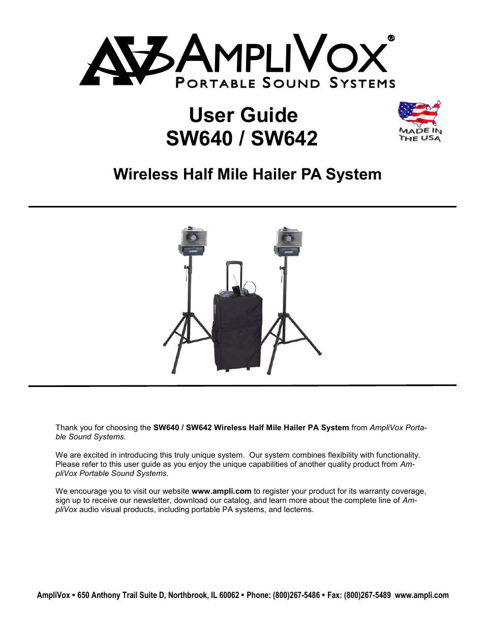 AmpliVox SW642 User Manual | 6 pages