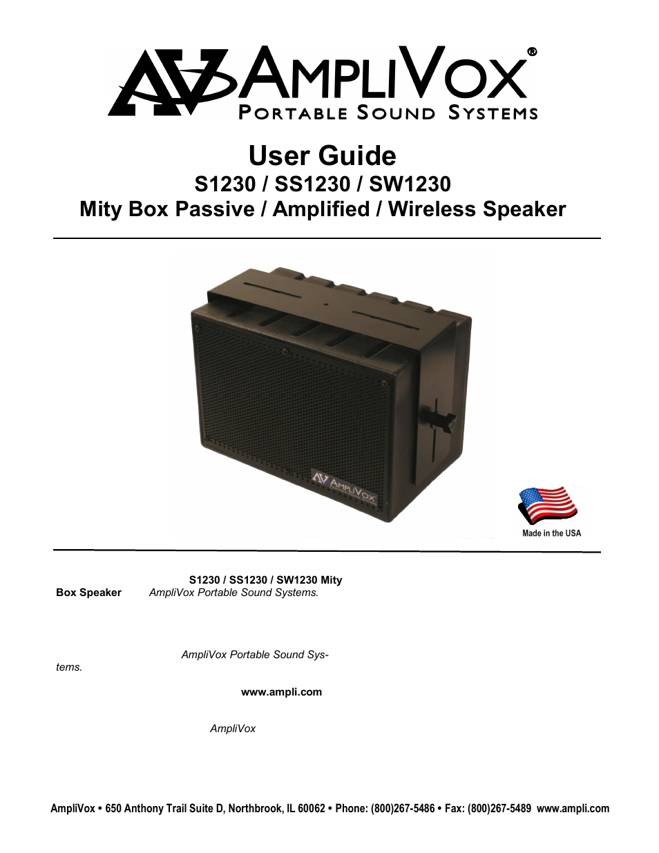 AmpliVox SW1230 User Manual | 7 pages