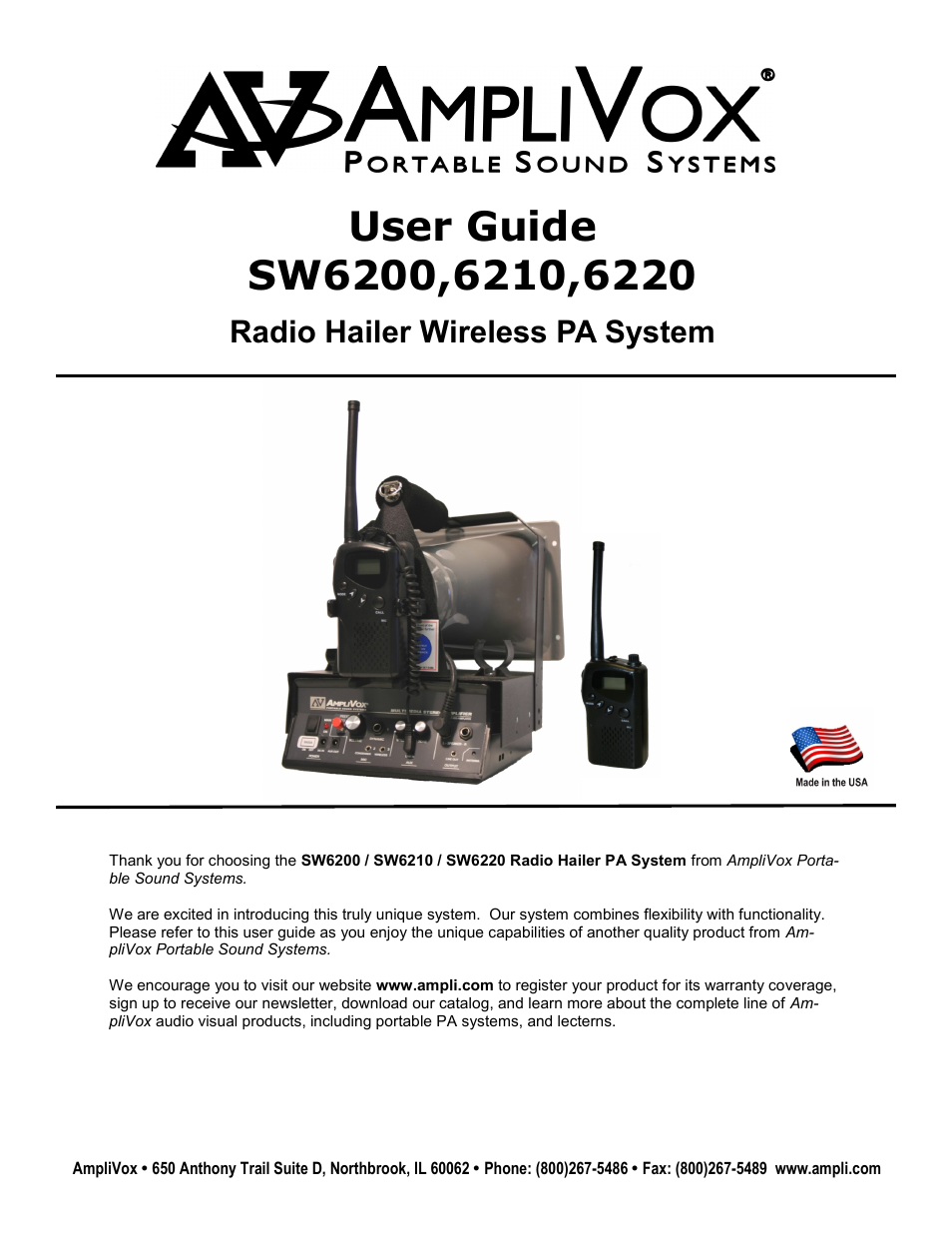 AmpliVox SW6220 User Manual | 8 pages