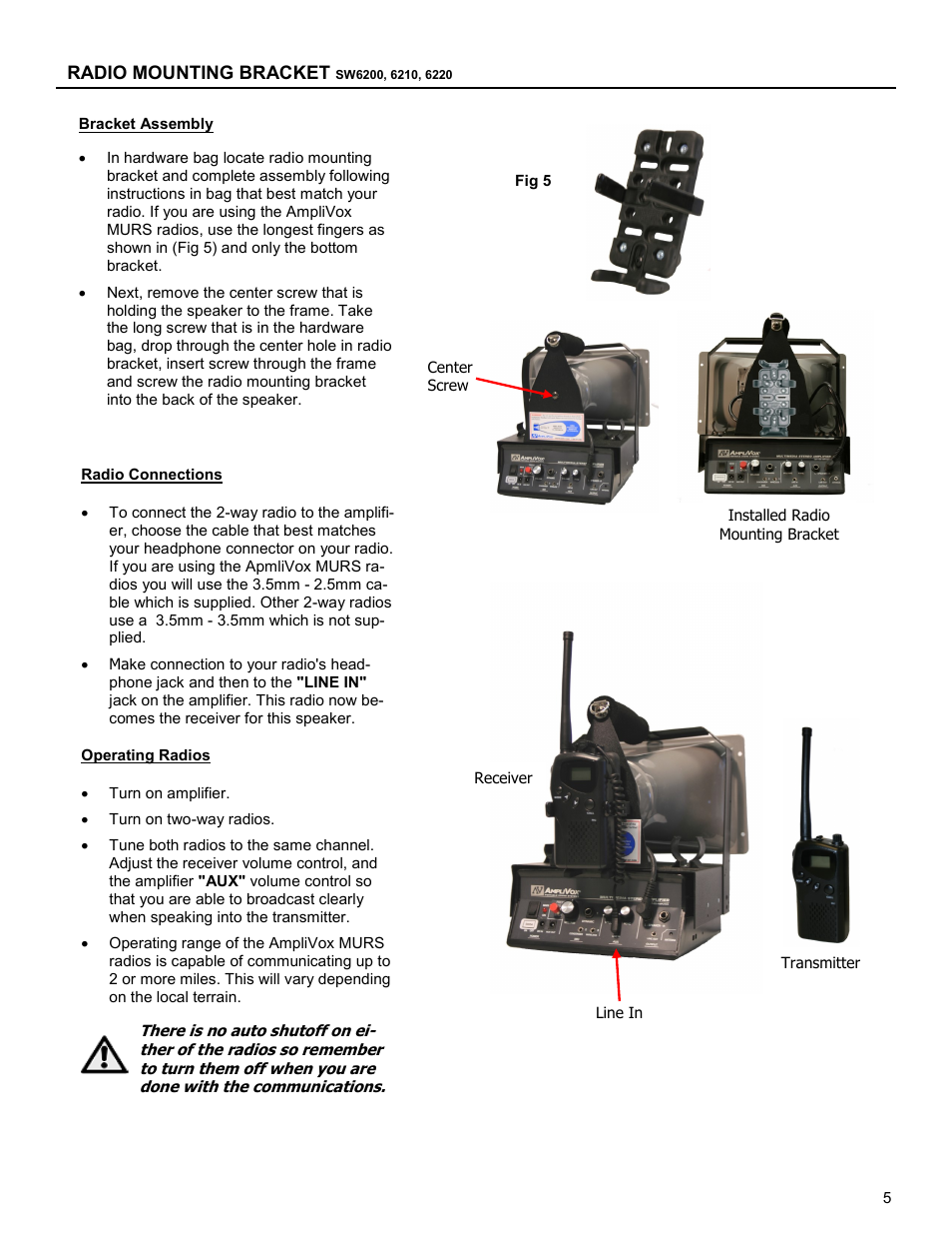 Radio mounting bracket | AmpliVox SW6220 User Manual | Page 5 / 8
