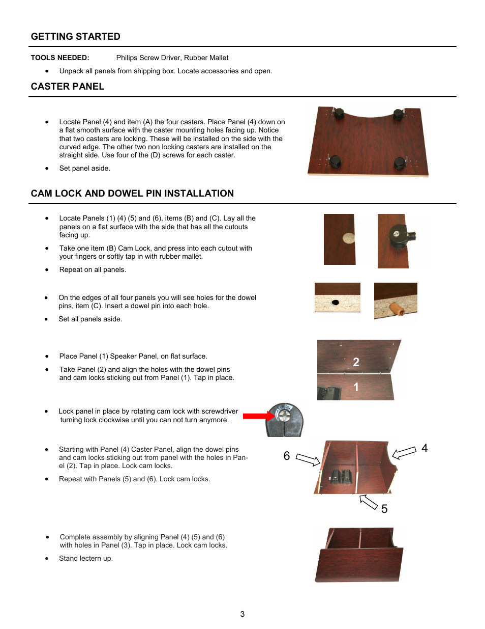 Caster panel | AmpliVox SW450 User Manual | Page 3 / 4