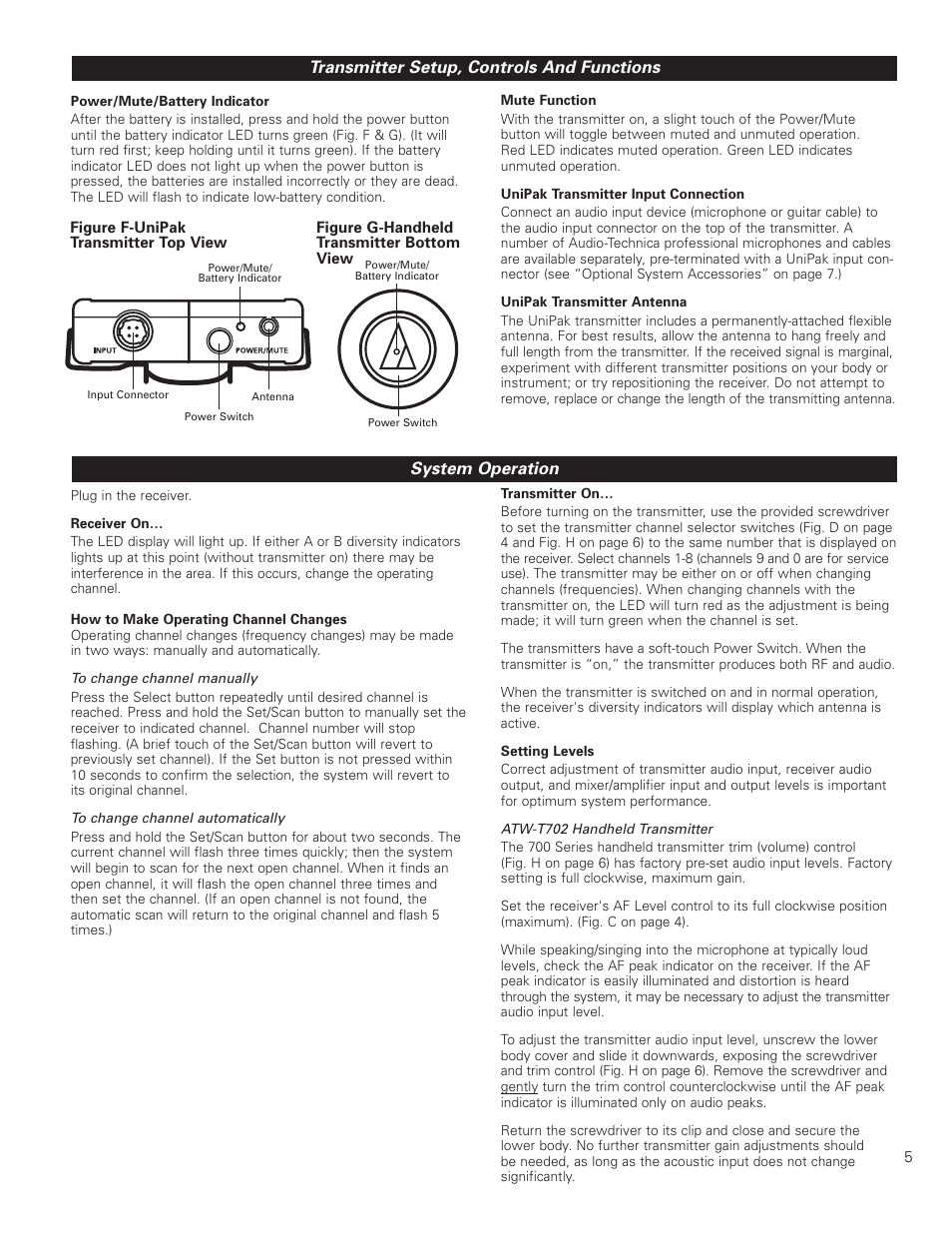 Transmitter setup, controls and functions, System operation | AmpliVox S1660 User Manual | Page 5 / 8