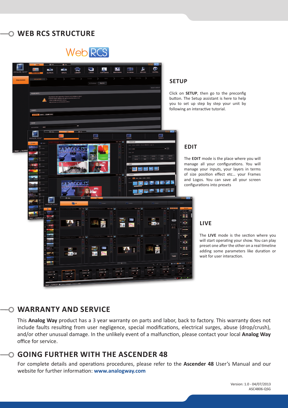 Analog Way Ascender 48 User Manual | Page 4 / 4