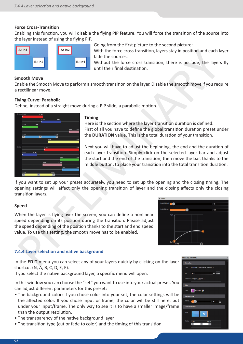 3 layer selection and native background, Preliminar y | Analog Way Ascender 48 User Manual | Page 52 / 81
