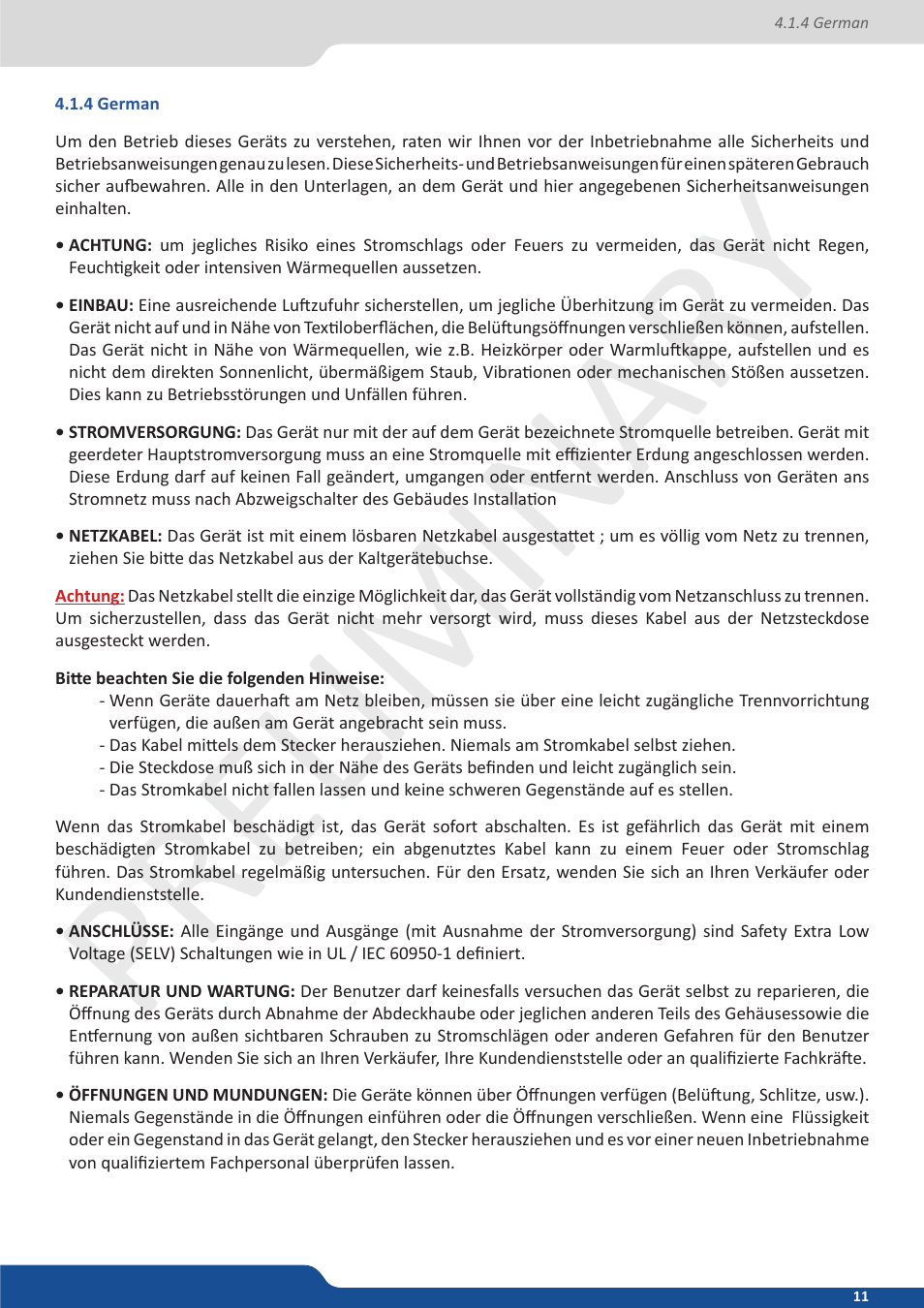 4 german, Preliminar y preliminar y | Analog Way Ascender 32 User Manual | Page 11 / 81
