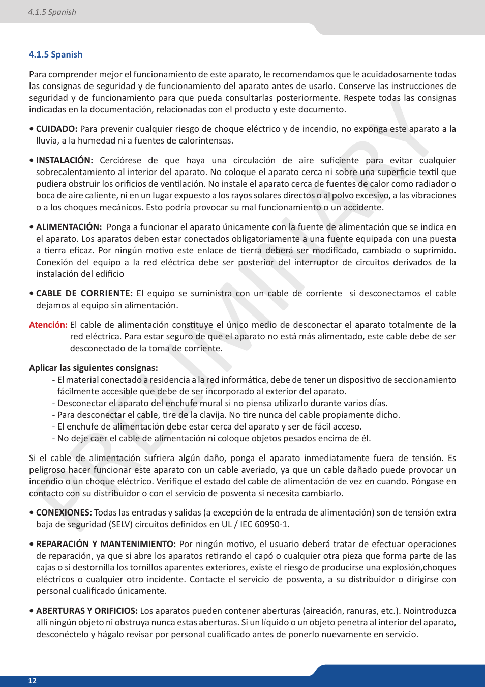 5 spanish, Preliminar y | Analog Way Ascender 32 User Manual | Page 12 / 81