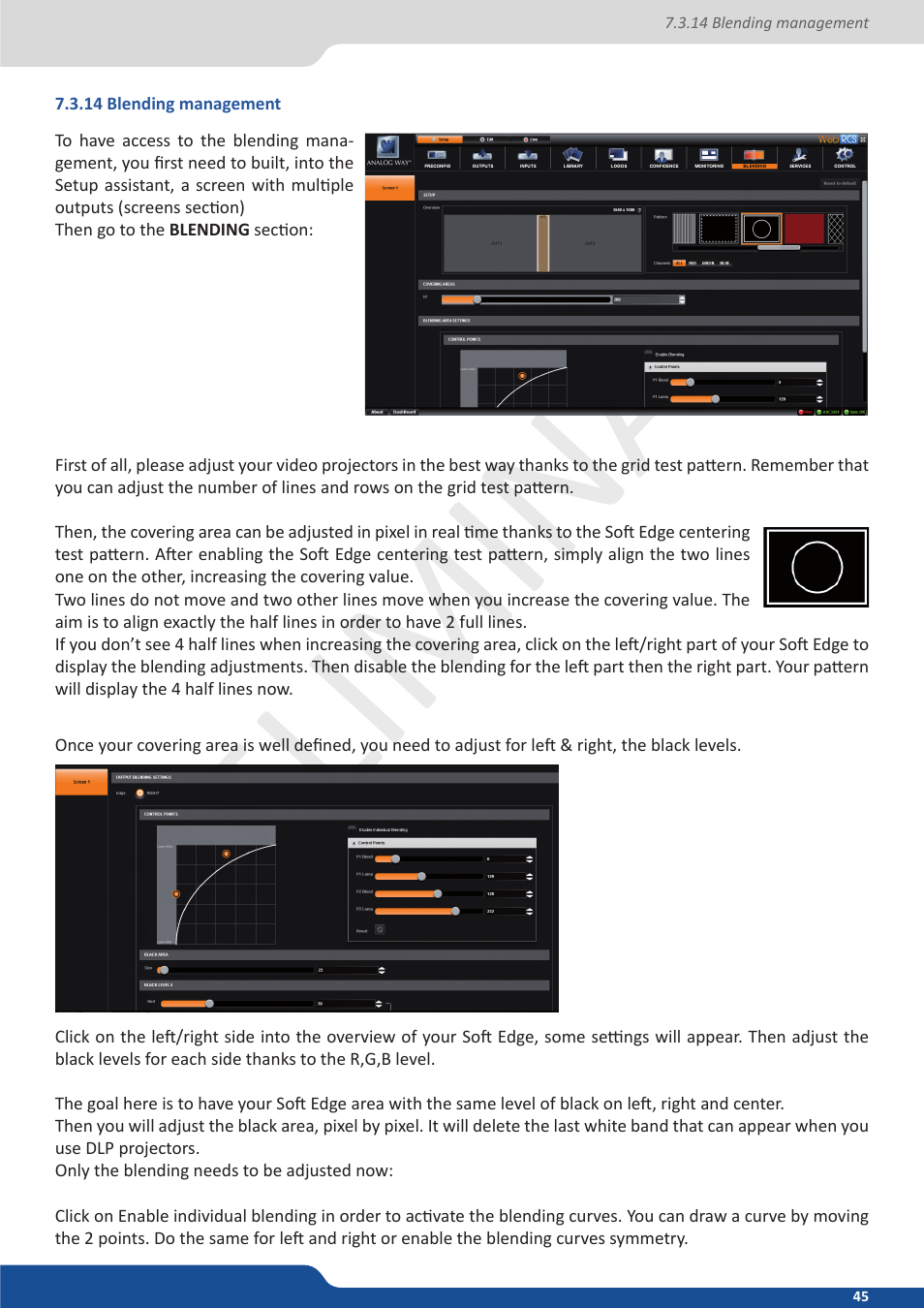 14 blending management, Preliminar y preliminar y | Analog Way Ascender 32 User Manual | Page 45 / 81